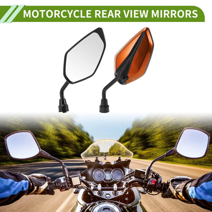 Motorcycle Rear View Mirrors Leaf Shape Orange Iron Plastic 1 Set for M10