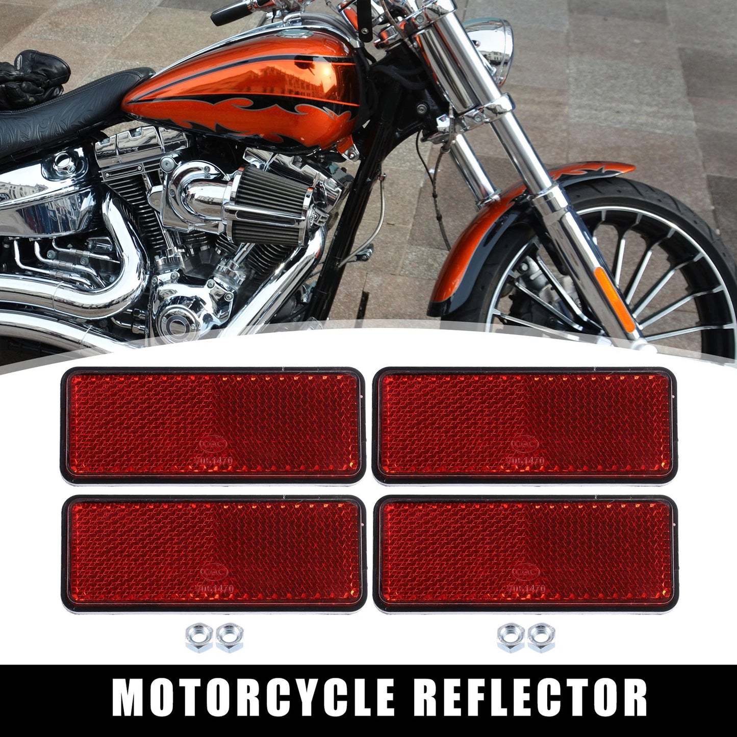4 Pcs M6x1.0 Red Plastic Rectangular Screw Mount Reflective Warning Reflector