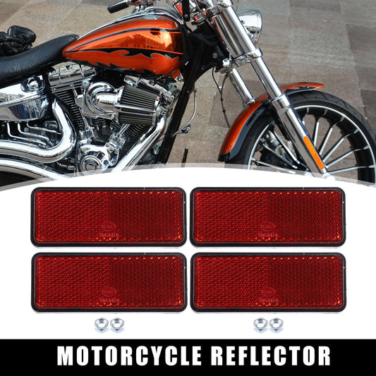 4 Pcs M6x1.0 Red Plastic Rectangular Screw Mount Reflective Warning Reflector