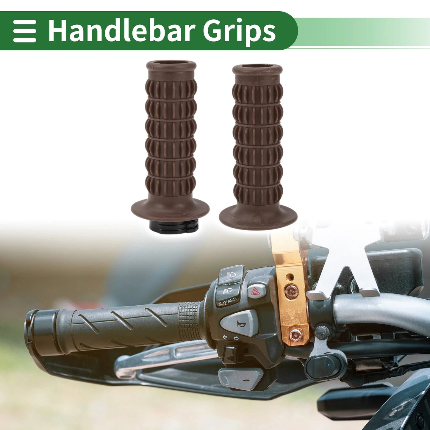 25mm Hand Grips Cover Kit Handlebar Cover TPU Dark Brown for Motorcycle