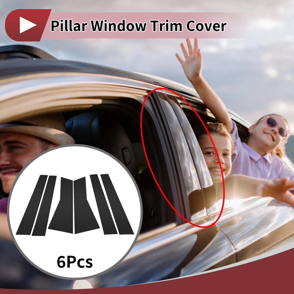 6 x Car Door Pillar Window Trim Black for Acura MDX (2007-2013)