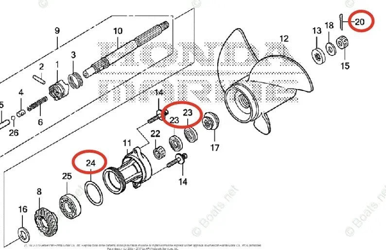 Lower Unit Gearcase Seal Kit for Honda BF40D/BF50D