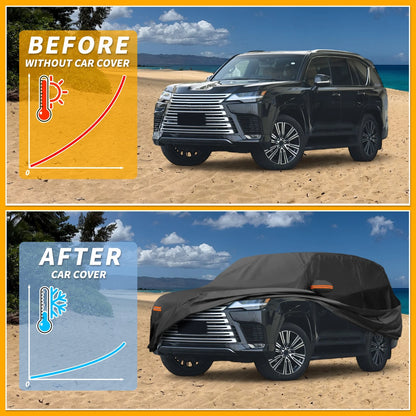 Waterproof All Weather Car Cover for Lexus LX (2016-2023) - Black 190T-PU