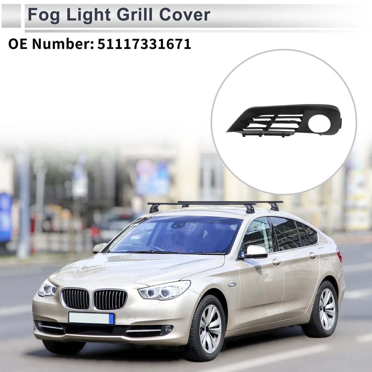 Front Left Fog Light Grill for BMW 535i GT (2010-2017) - 1 x Quality Replacement