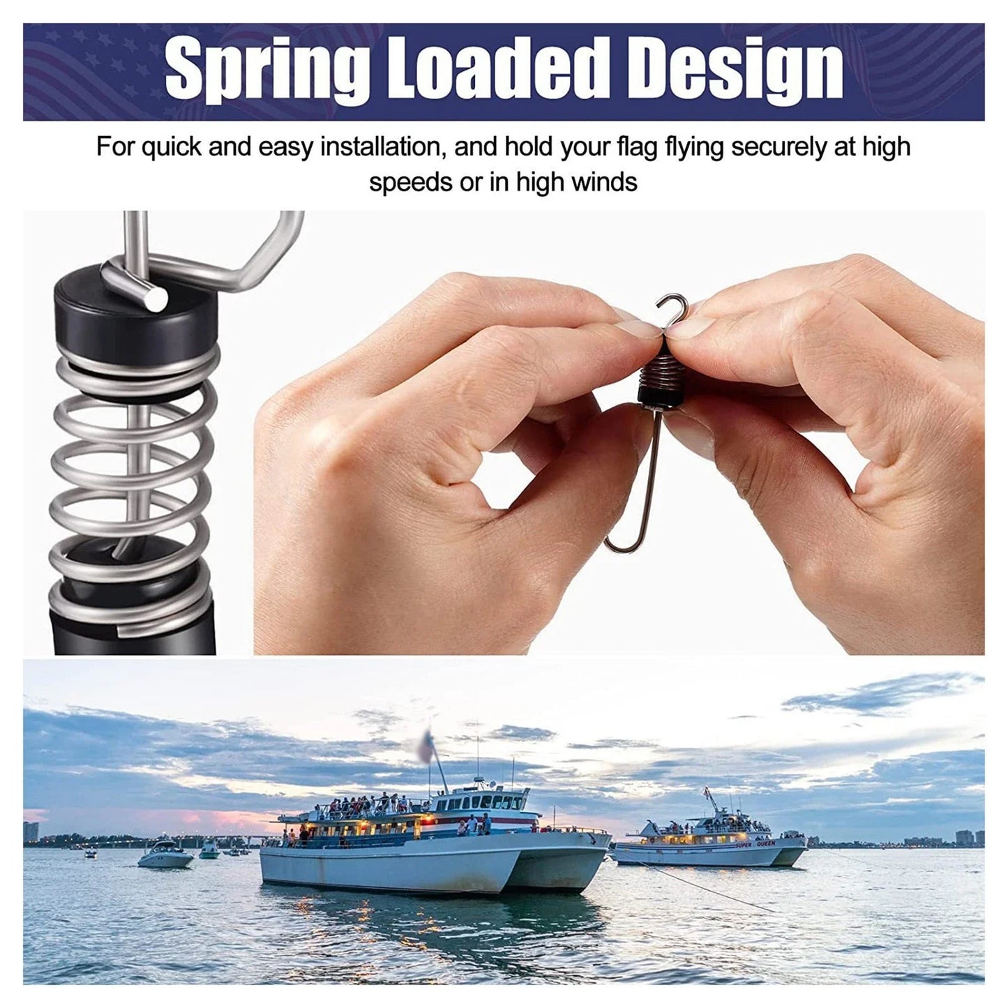 Marine Flagpole Clip Accessories 2/4/10pcs for Rafting Boat Flag