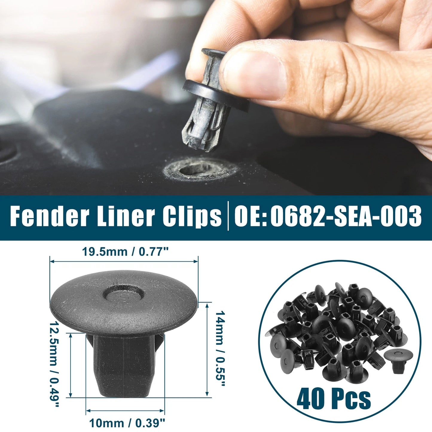 Fender Liner Clips for Honda Accord (40 Pcs) Black