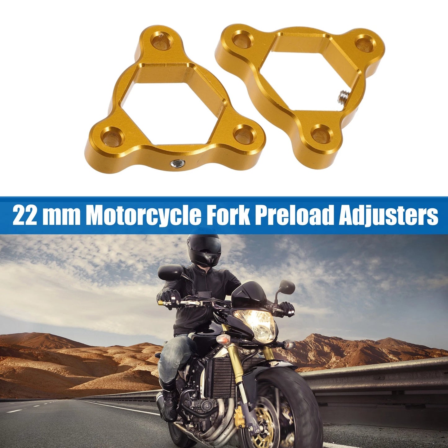 2 x Fork Preload Adjusters for Most Motorcycle Gold Tone
