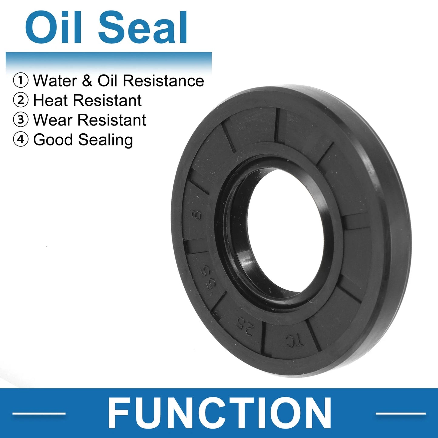 Oil Seal Rotary Shaft Seal Nitrile Rubber 25x55x8mm Black 5 Pcs