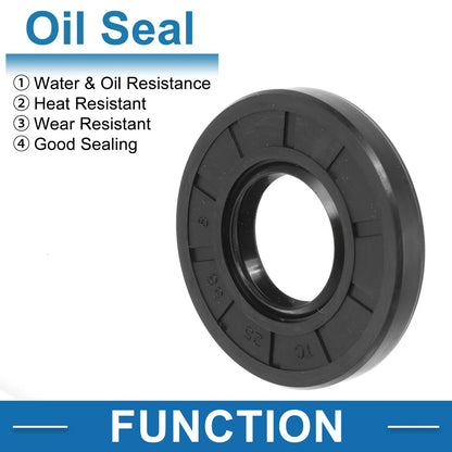 Oil Seal Rotary Shaft Seal Nitrile Rubber 25x55x8mm Black 5 Pcs