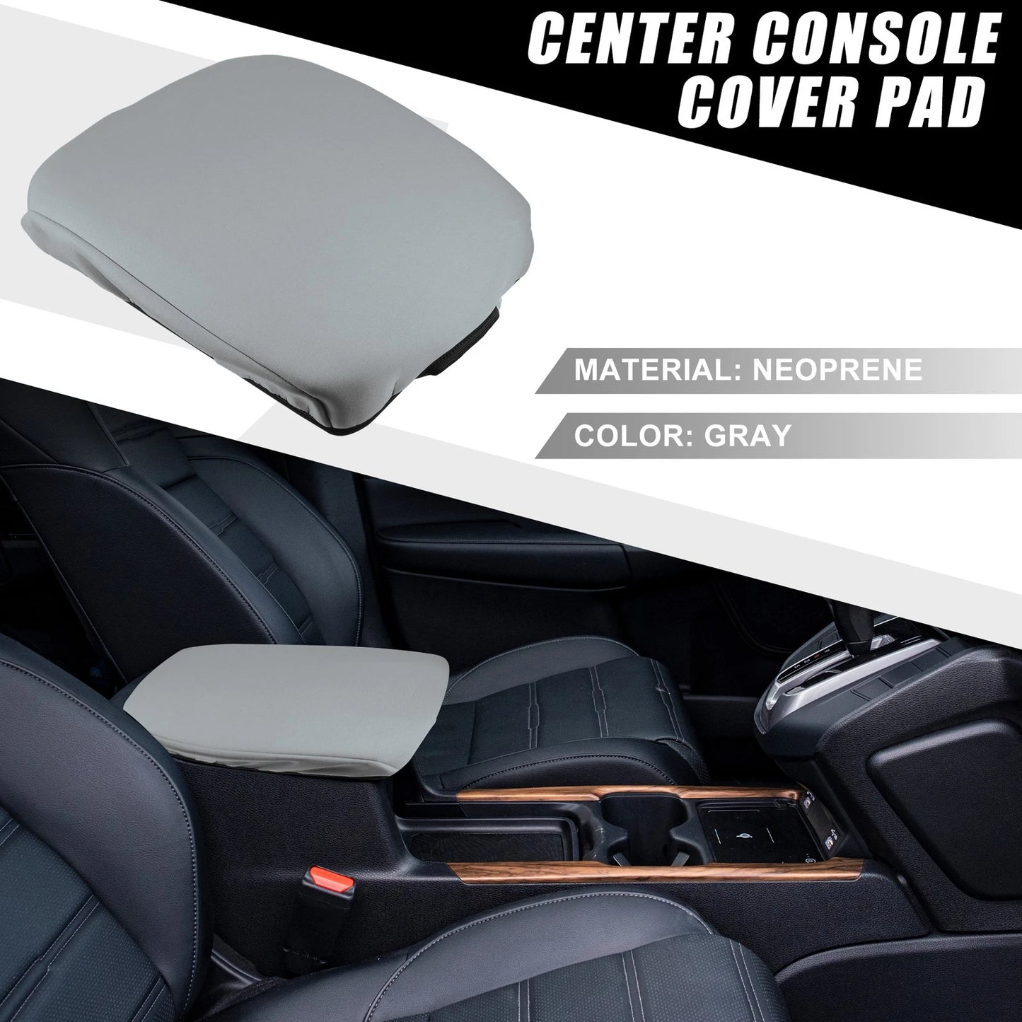 Car Center Console Armrest Cover for Toyota Land Cruiser (2008-2021) Gray