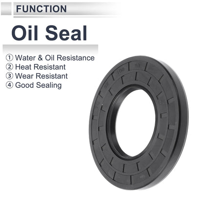 Oil Seal 52x100x10mm Black 5 Pcs Seal Ring Rotary Shaft Nitrile Rubber