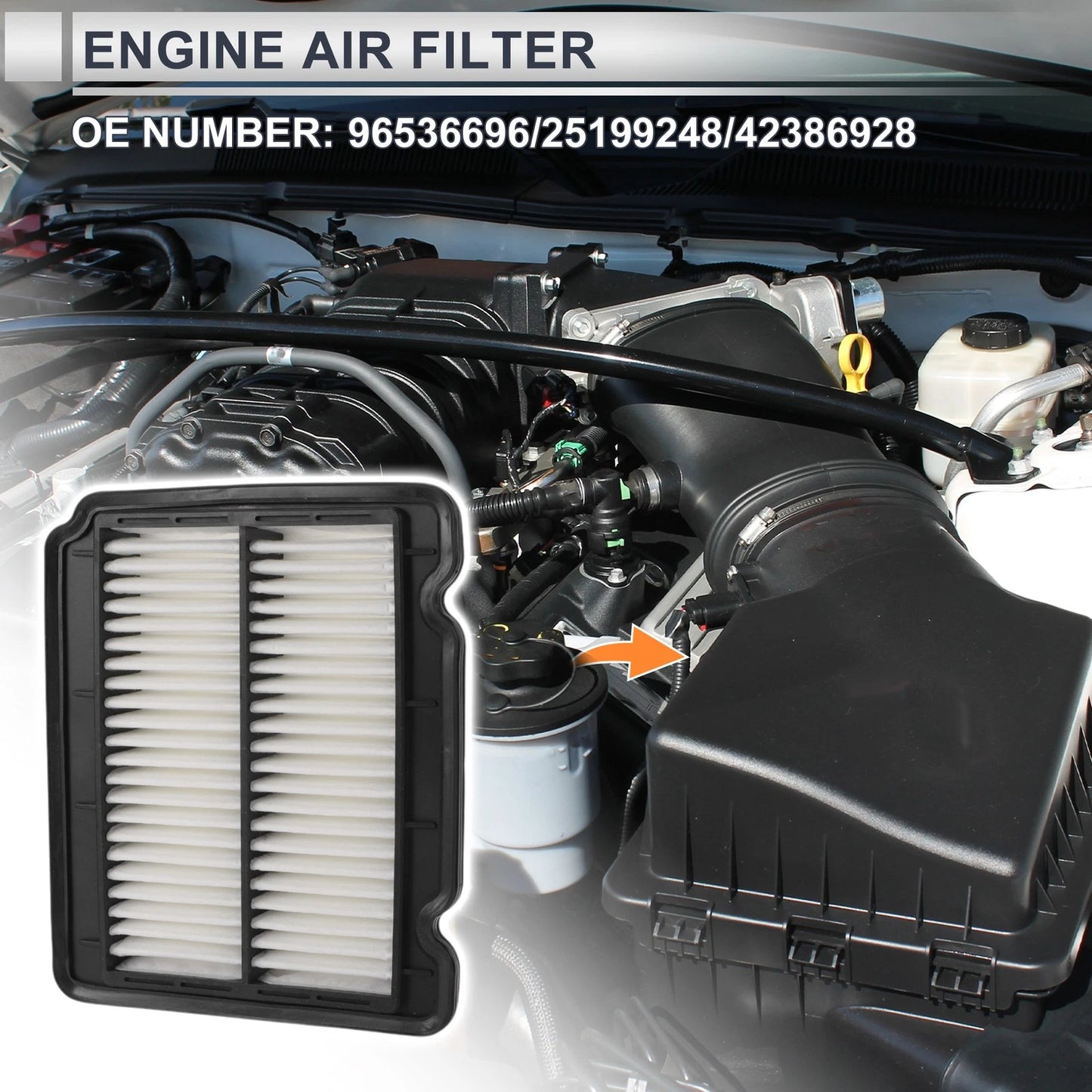 Car Engine Air Filter for Chevrolet Aveo 1.6L (2004-2011) - 1 x Filter