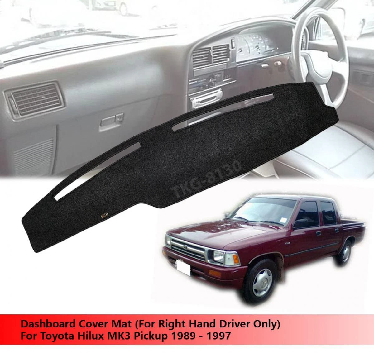 Dashboard Mat Cover for Toyota Hilux MK3 (1989-1997)