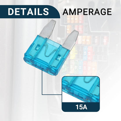 15A Mini Blade Fuses - Durable Short Circuit Protection - 100 Pcs for Cars