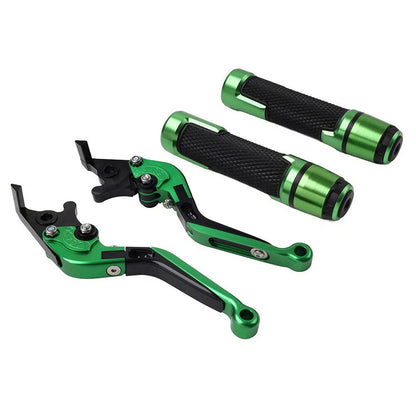 Green Extendable Brake Clutch Lever Grip Set for Kawasaki ZX6 ZX9 636R (2000-2009)