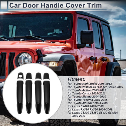 Black Door Handle Cover Trim for Toyota Highlander (2014-2023)