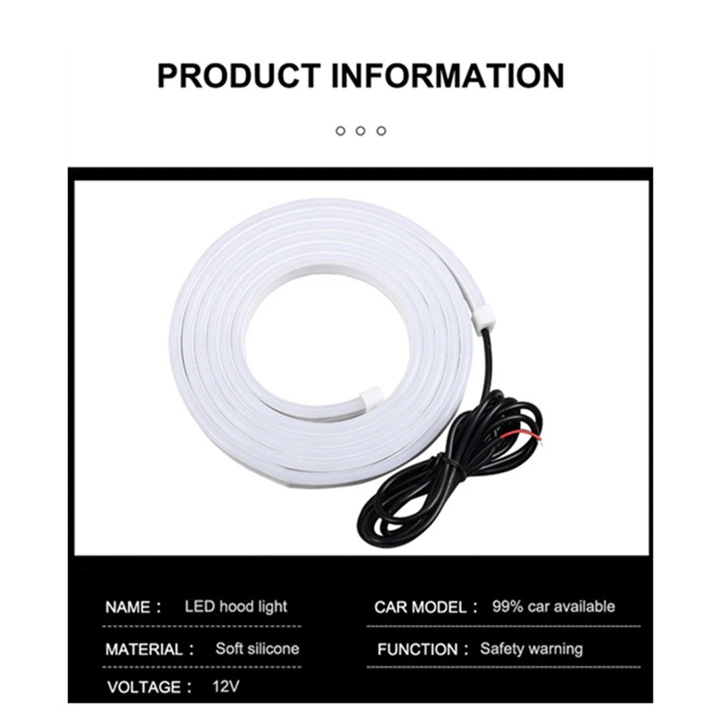 120cm LED Daytime Running Light Strip for Car Hood Waterproof Flexible Lamp