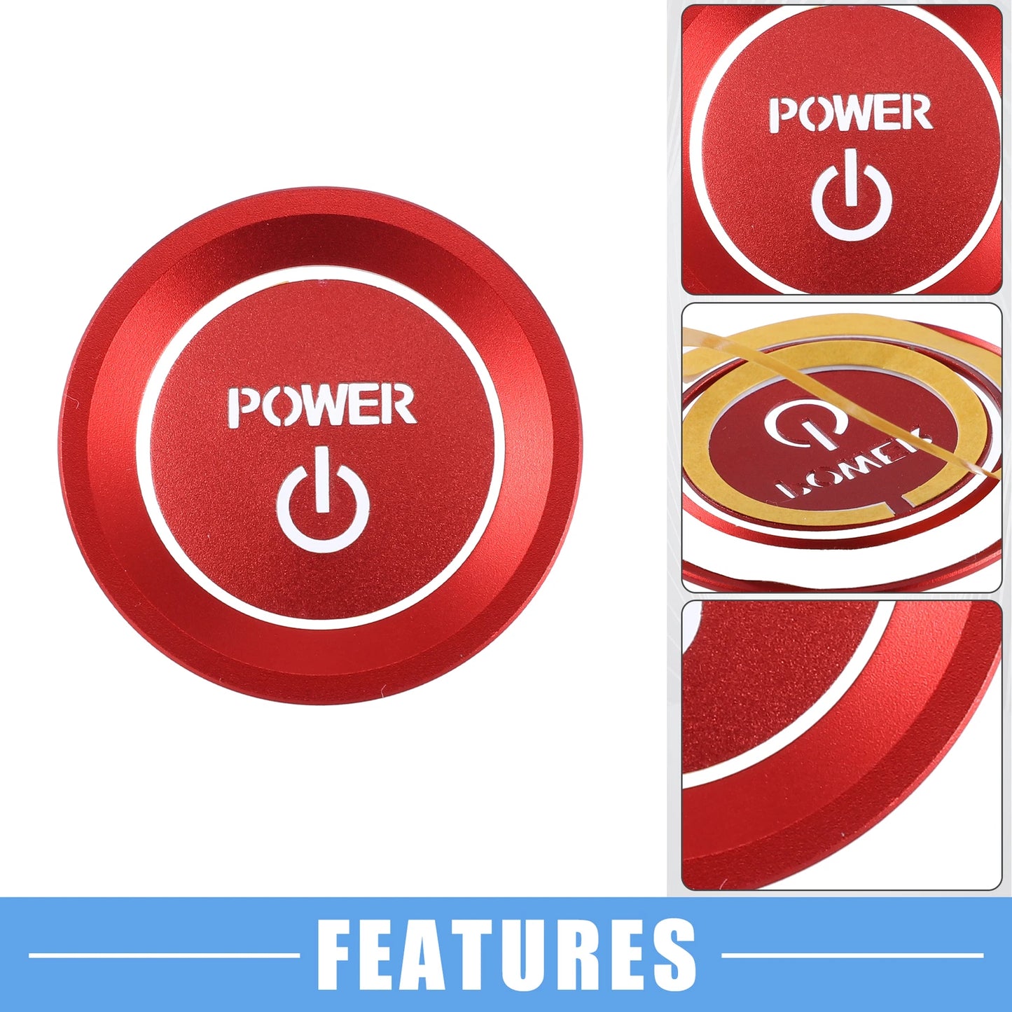 Ignition Button Sticker for Honda Accord 2018-2022 Aluminum Red
