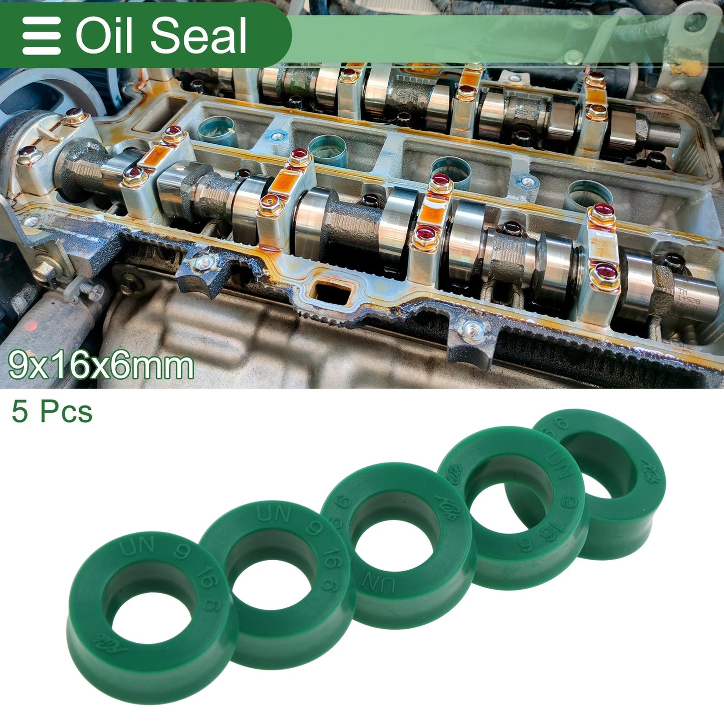 Oil Seal 5 Pcs TPU 9x16x6mm Rotary Shaft Seal Green High Pressure