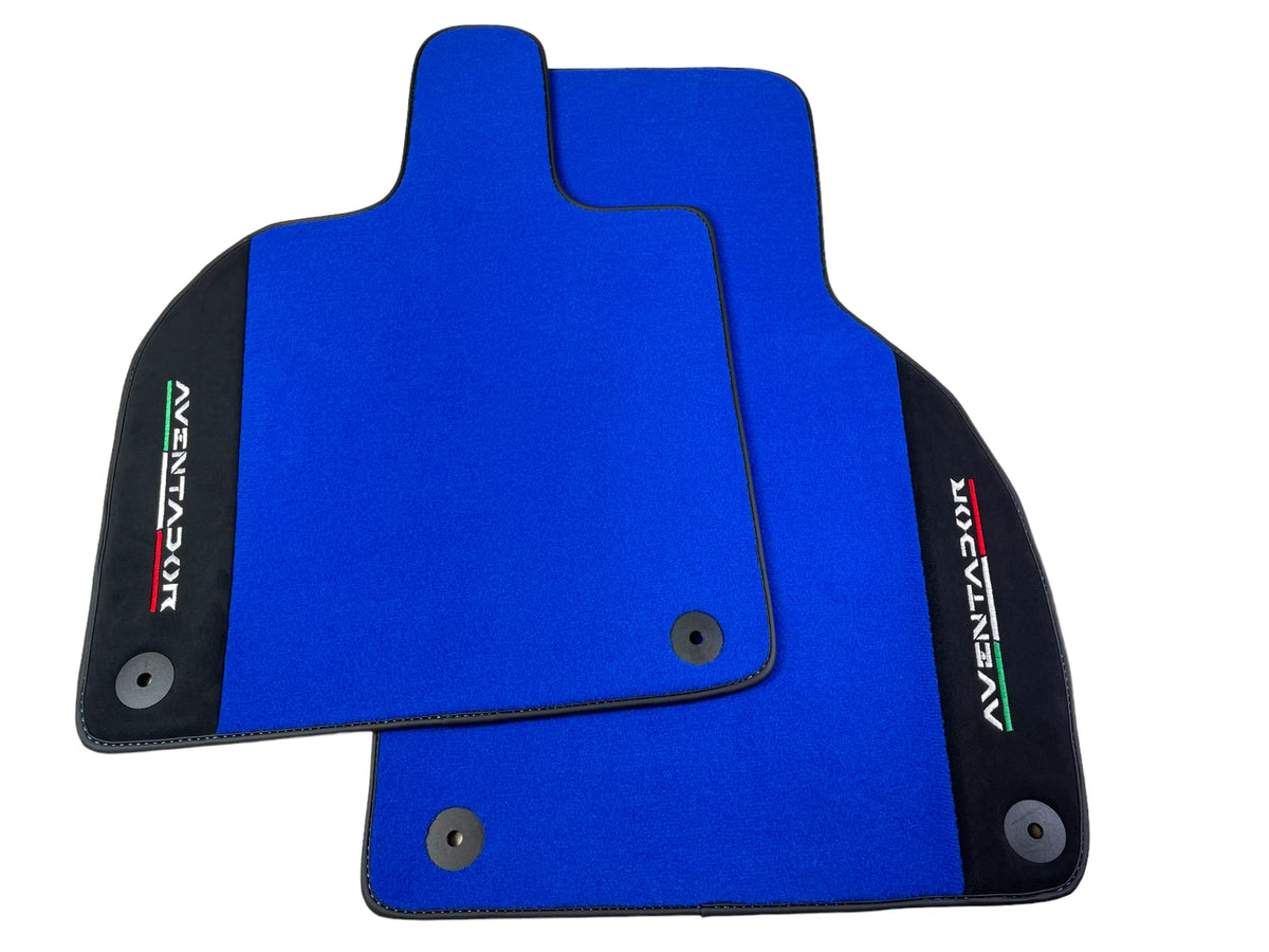 Blue Floor Mats for Lamborghini Aventador 2012-2022 with Alcantara Leather