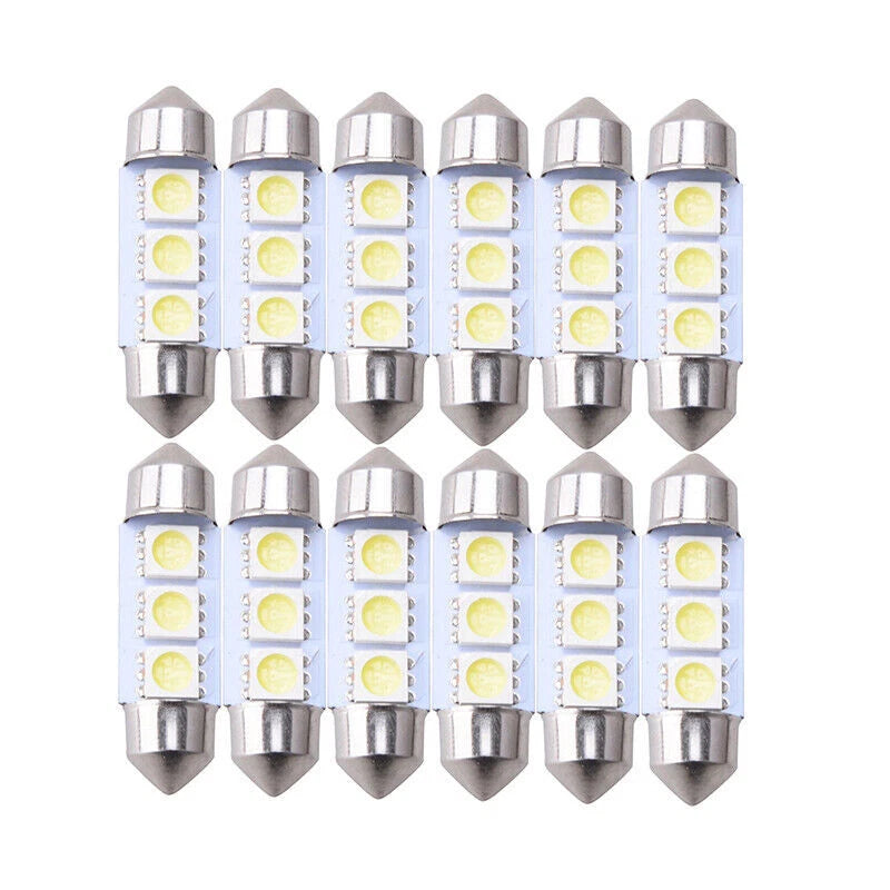 12 x 5050 36mm SMD Car Interior Dome LED Light Bulbs for Universal ()