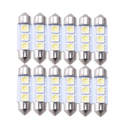 12 x 5050 36mm SMD Car Interior Dome LED Light Bulbs for Universal ()