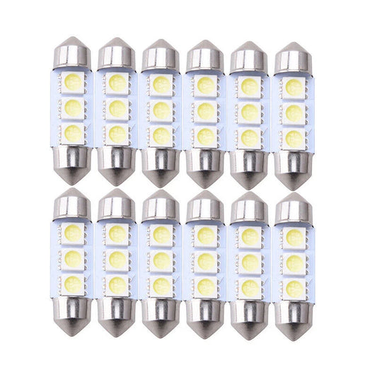 12 x 5050 36mm SMD Car Interior Dome LED Light Bulbs for Universal ()