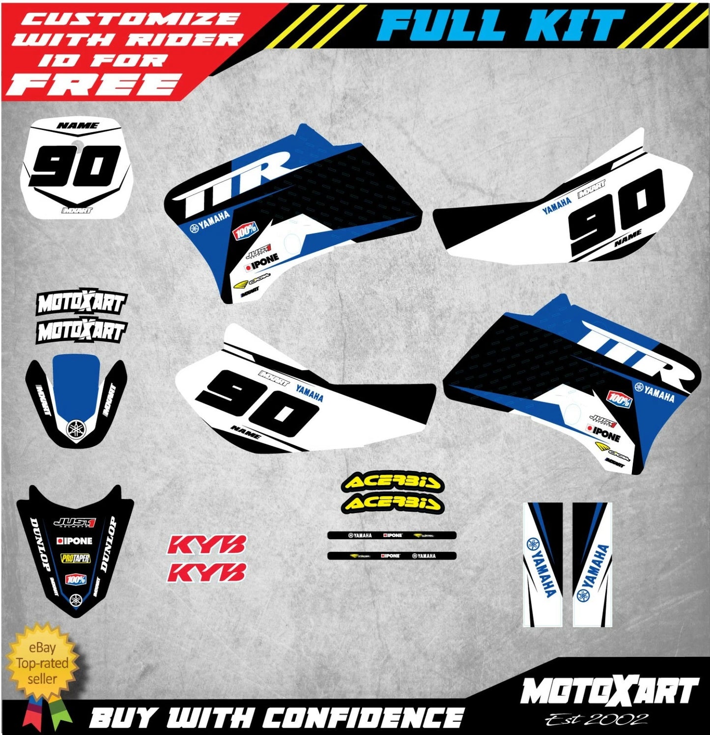 Custom Graphic Kit Decals Stickers for Yamaha TTR 90 (2000-2006)