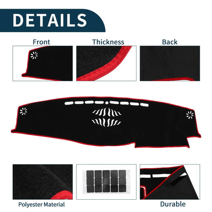 Dashboard Cover Mat for Toyota Crown 2012-2018 Black Red 1 Set