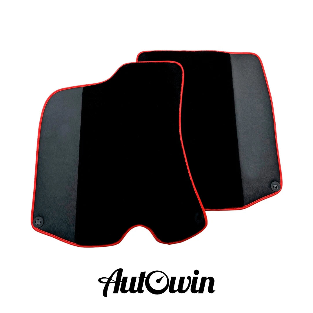 Black Floor Mats for Ferrari Roma with Leather & Red Trim