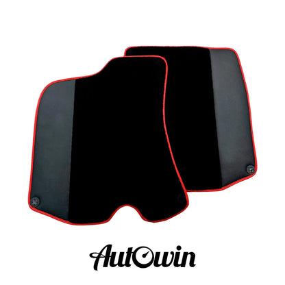 Black Floor Mats for Ferrari Roma with Leather & Red Trim