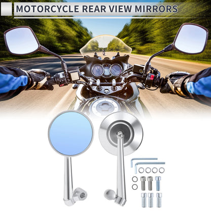 Rear View Mirrors / M8 M10 / Handlebar Mirror Silver Tone Alum Alloy for Bike