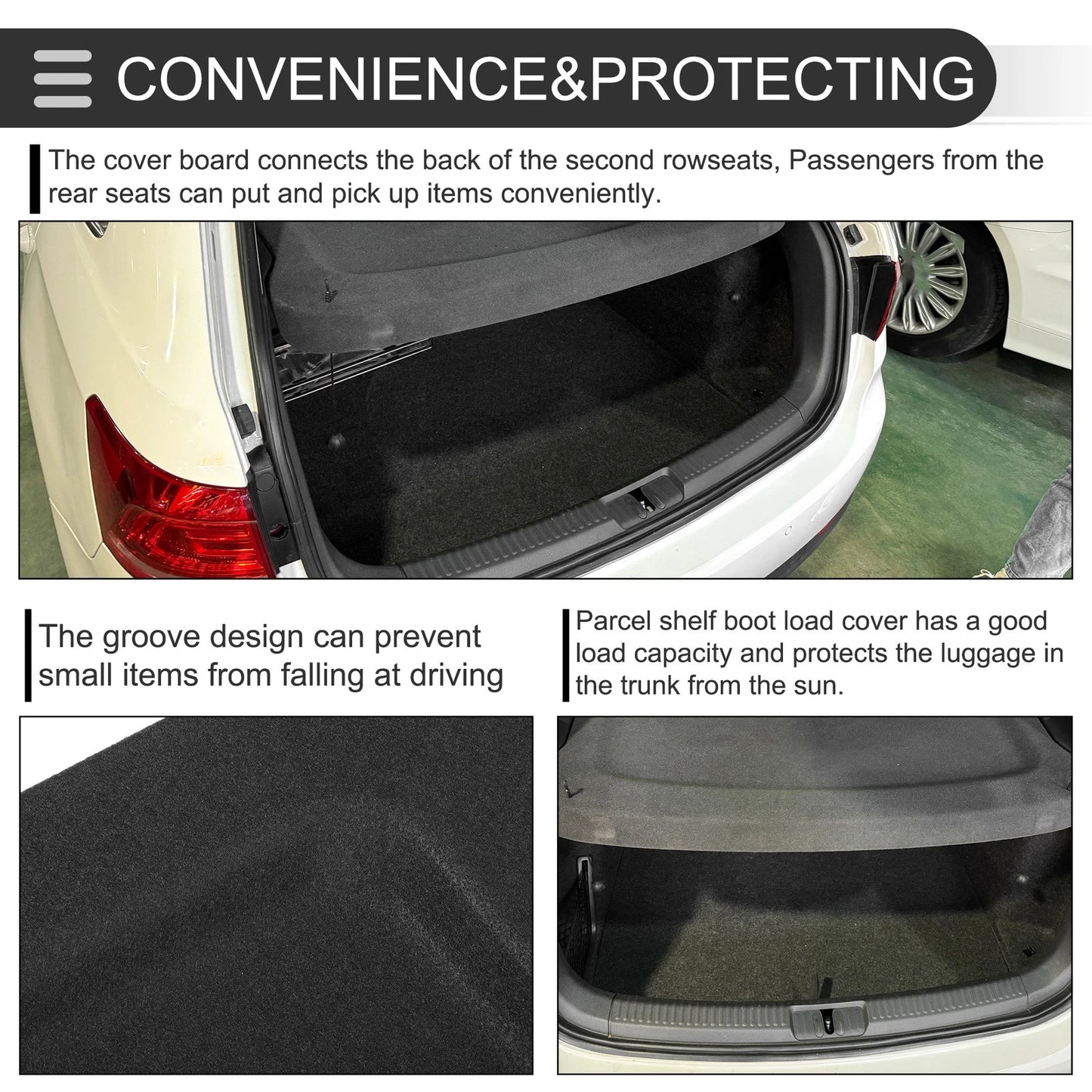 Rear Parcel Shelf Boot Load Cover for Toyota CHR (2016-2021) Black