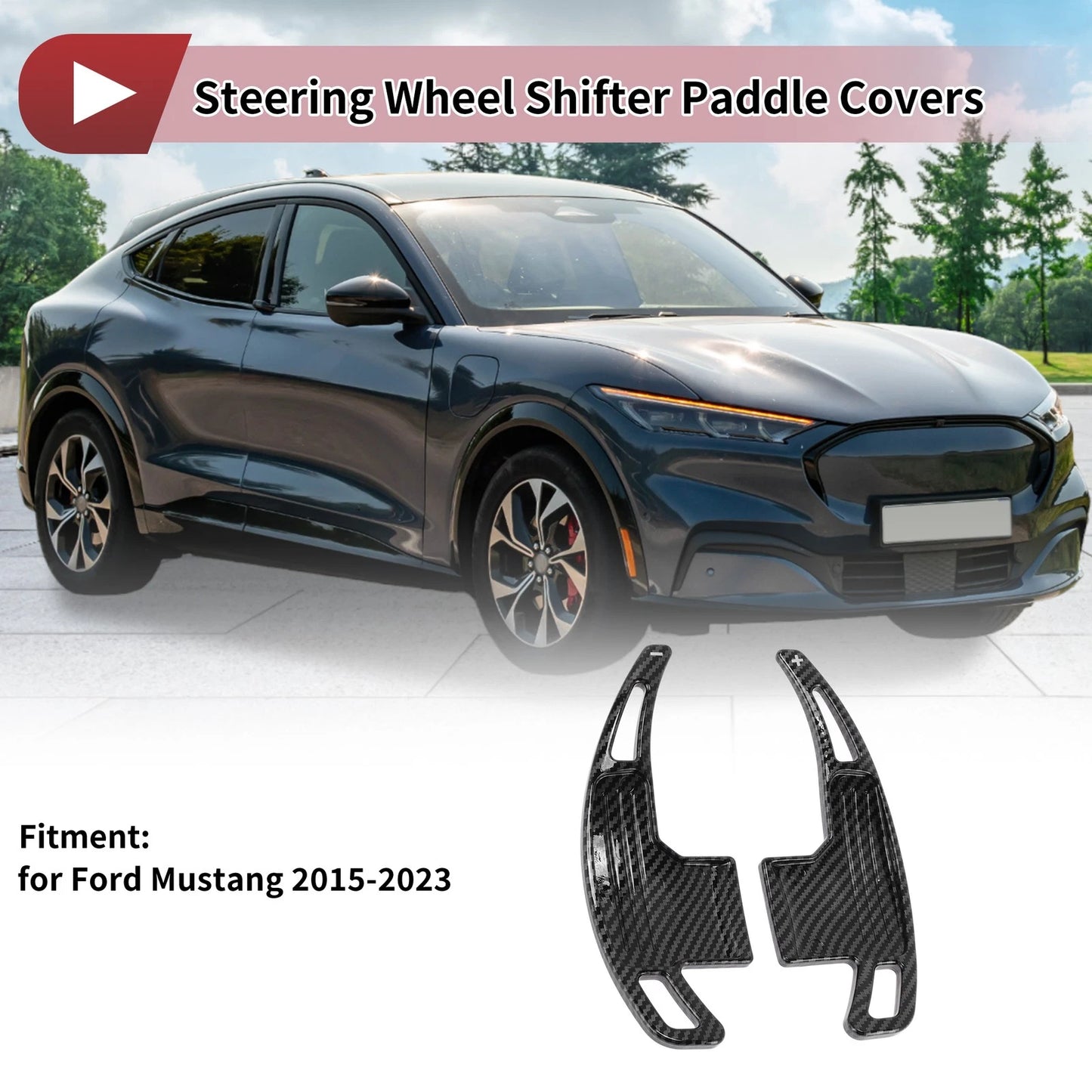 Black Plastic Steering Wheel Paddles for Ford Mustang (2015-2023)