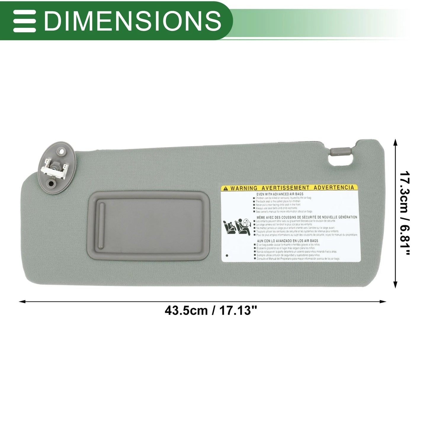 Left Driver Side Sun Visor for Toyota 4Runner (2010-2023) Gray