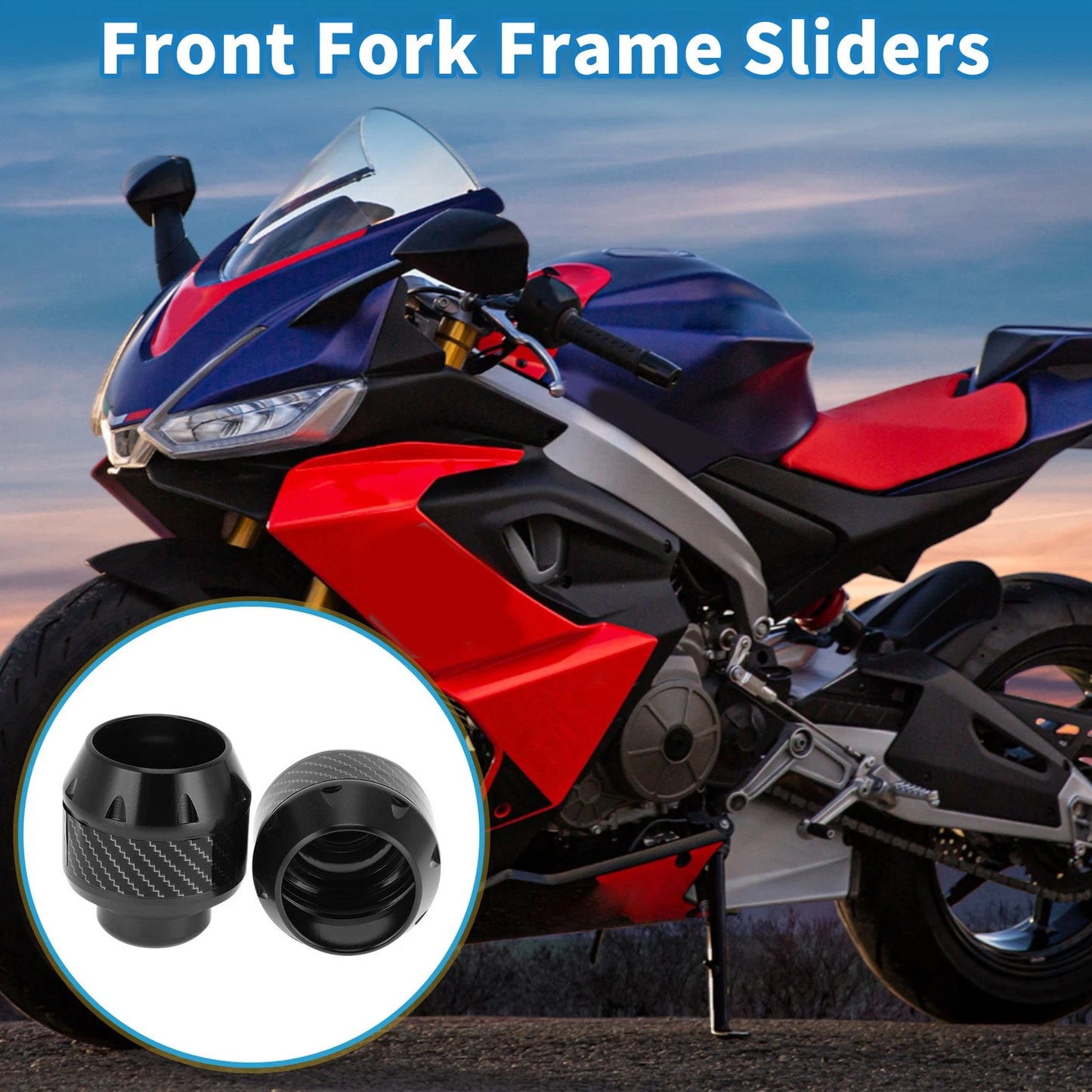 Frame Sliders / 2 x / Falling Protection Aluminum Alloy Black for Motorcycle