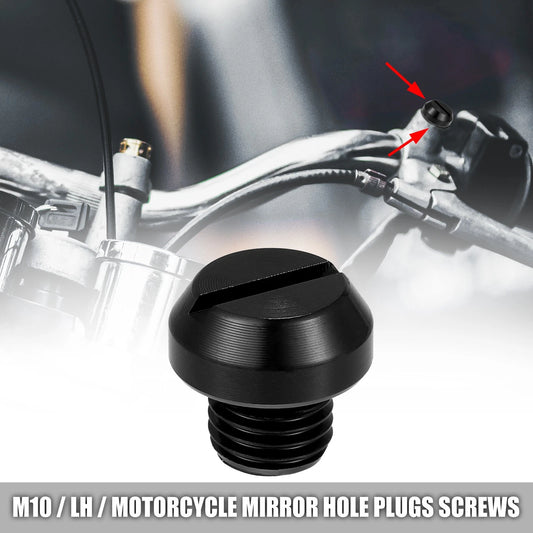 M10 Mirror Hole Plugs Screws Caps for Universal Motorcycle Negative Black