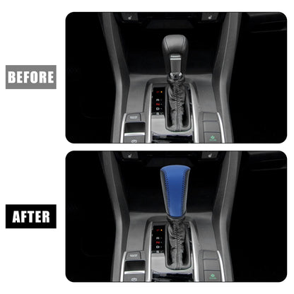 Faux Leather Black Blue Gear Shift Knob Cover for Honda Civic (2006-2011)