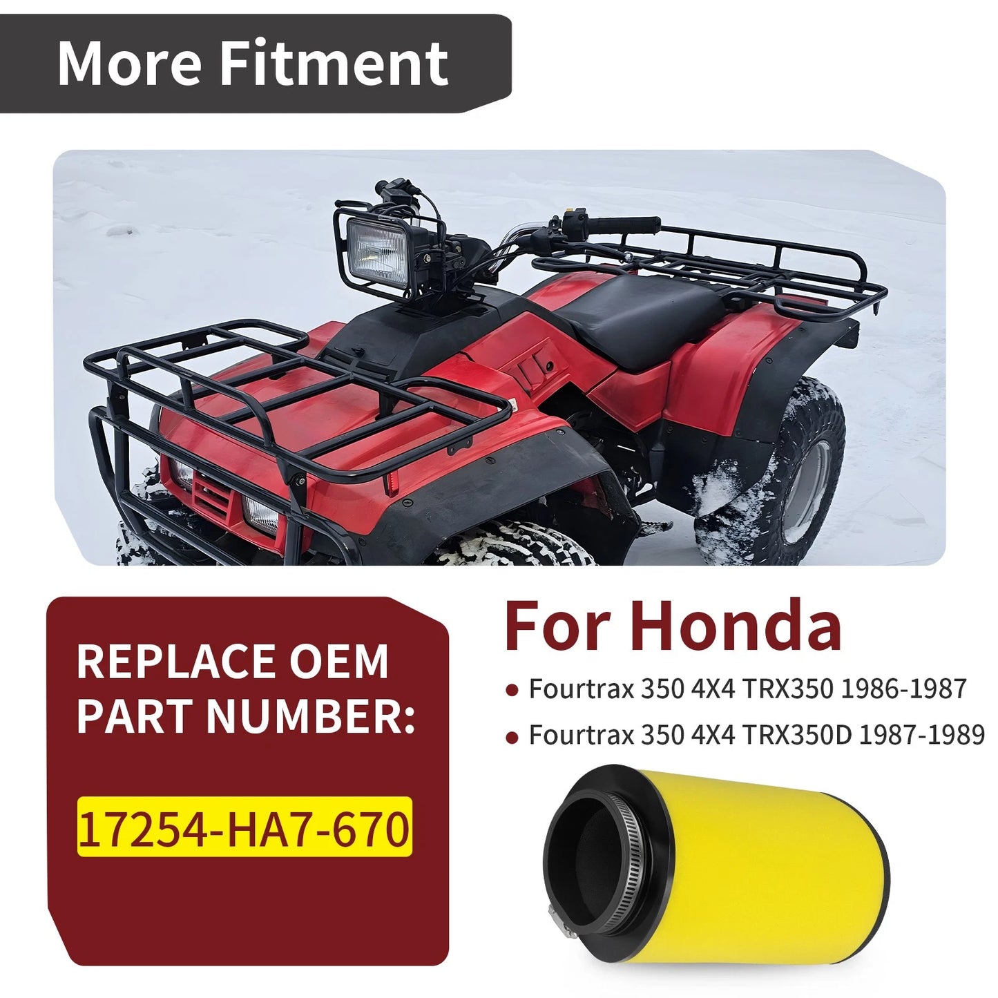 Air Filter for Honda FourTrax Foreman 350 TRX350D (1986–1989)