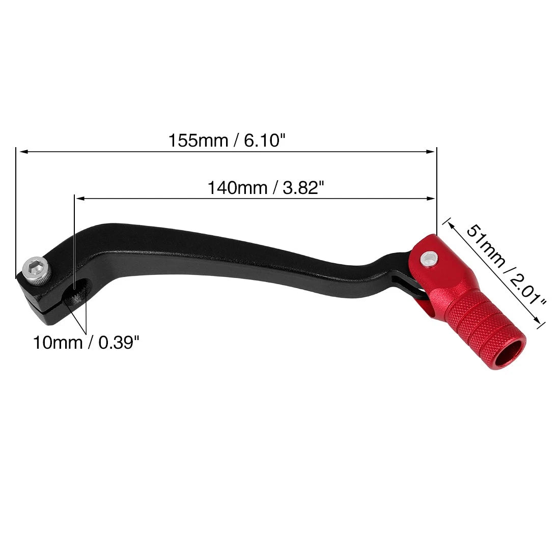 Shifter Lever 10mm 0.39" Aluminum Alloy Motorcycle Fold Universal Black Red