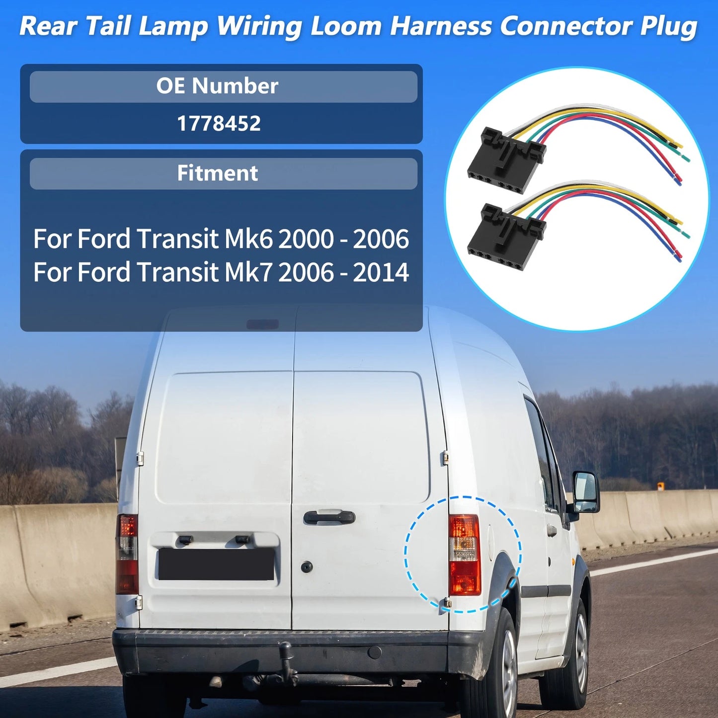 Rear Tail Light Harness for Ford Transit Mk6 Mk7 (2000-2014)