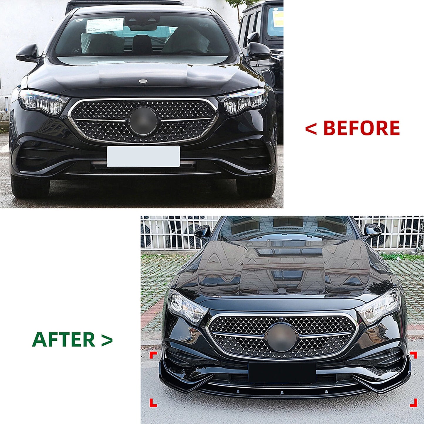 3 x Front Spoiler Lip Splitter Kit for Benz W214 E260 E300 AMG (2024) Carbon