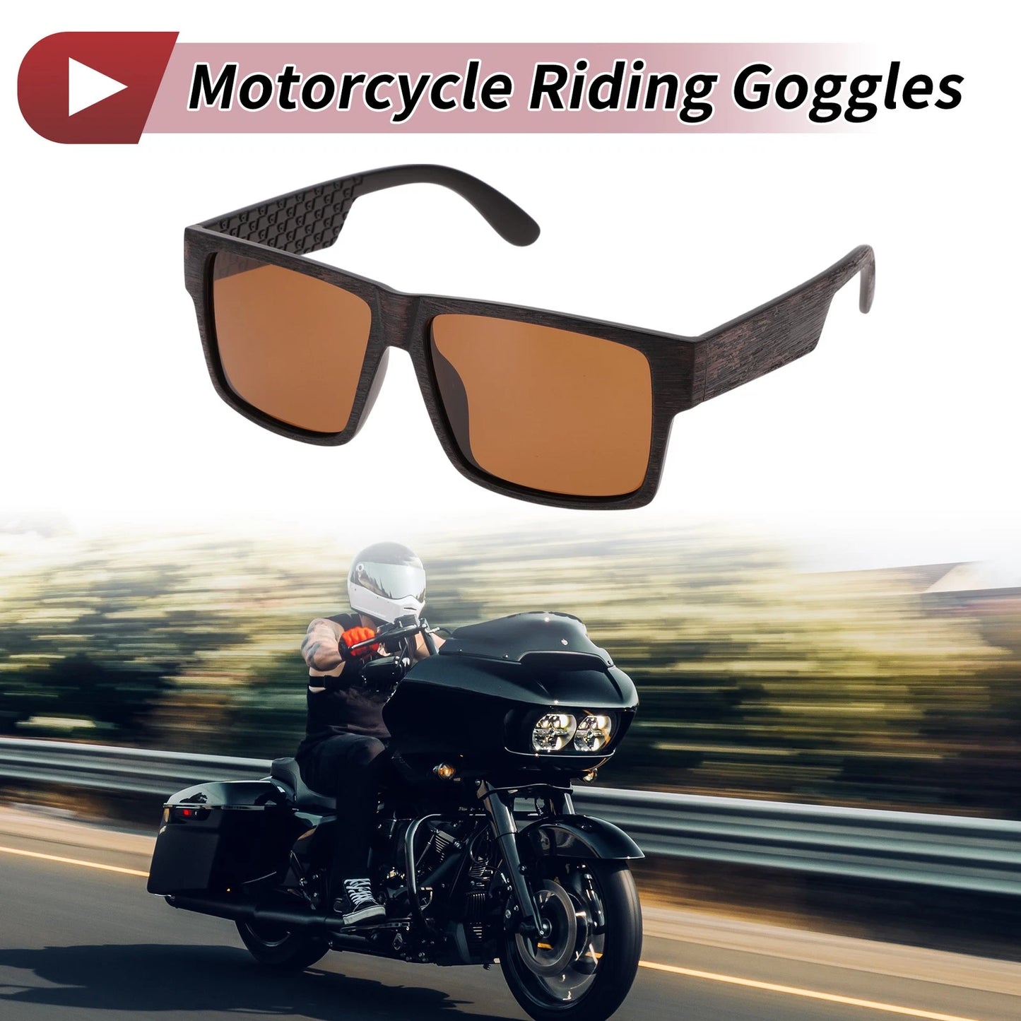 1 Pc Motorcycle Riding Goggles Brown Lens Brown Frame Tri-acetel Cellulose