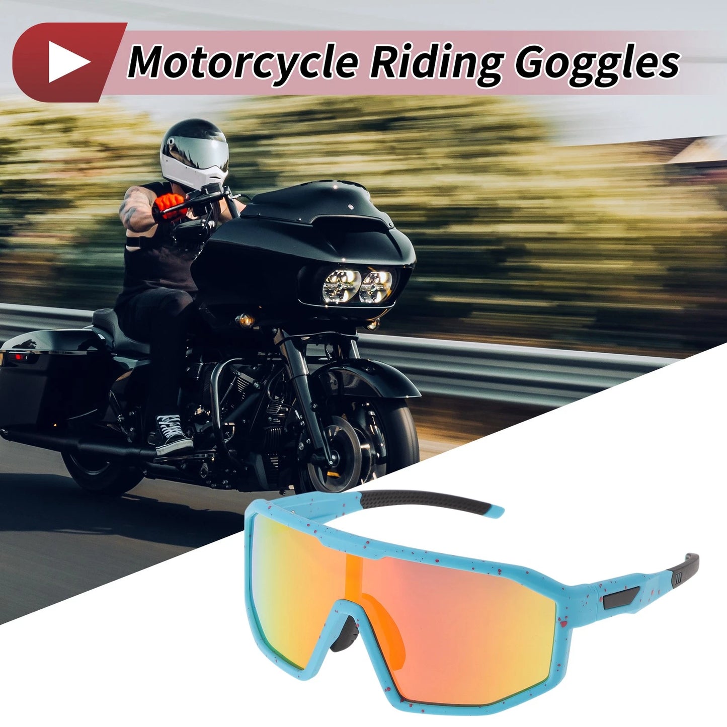 Motorcycle Riding Goggles Red Lens Blue Red Frame for Motorcycle