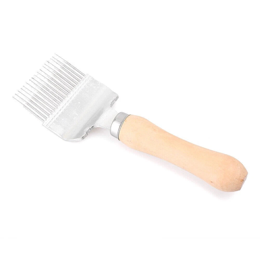 Stainless Steel Honeycomb Uncapping Fork for Beekeeping - Wooden Handle