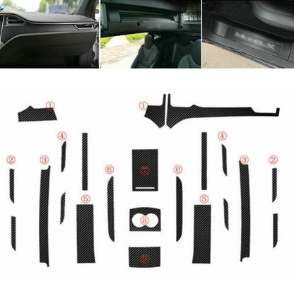2 x Carbon Fiber Center Console Wrap Vinyl Sticker Trim for Tesla Model X/S