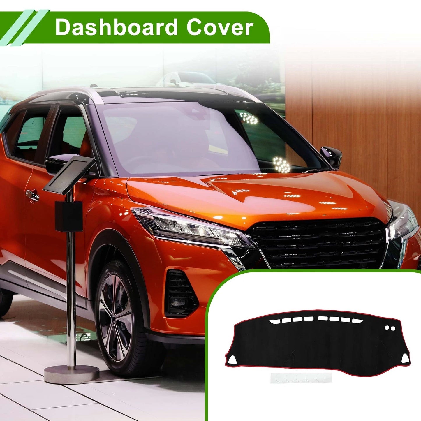 Dash Cover Mat for Nissan Kicks 2018-2020 Sun Protector Pad Black Red
