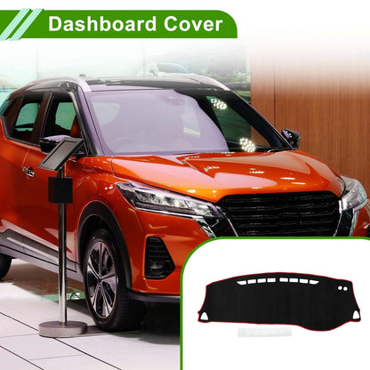 Dash Cover Mat for Nissan Kicks 2018-2020 Sun Protector Pad Black Red