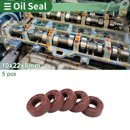 Oil Seal / 5 pcs 10x22x8mm / Rotary Shaft Seal Fluorine Rubber