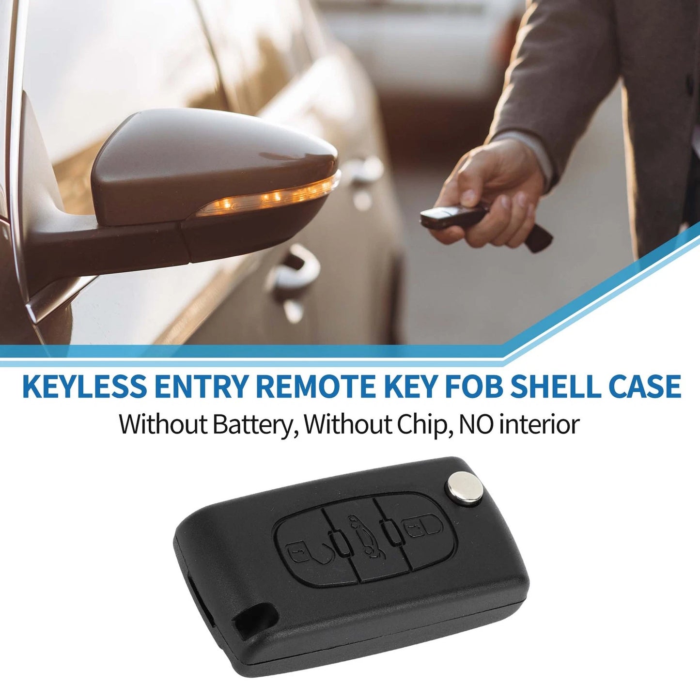 3 x Keyless Entry Remote Fob Shell Case for Peugeot 207 (2006-2014)
